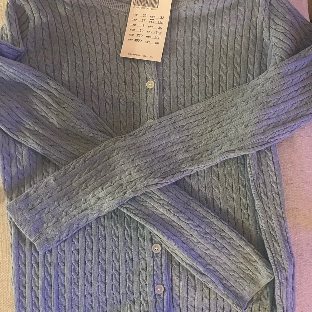 Brandy Melville Zoe  Blue Cable Knit Sweater BNWT - Picture 4 of 4